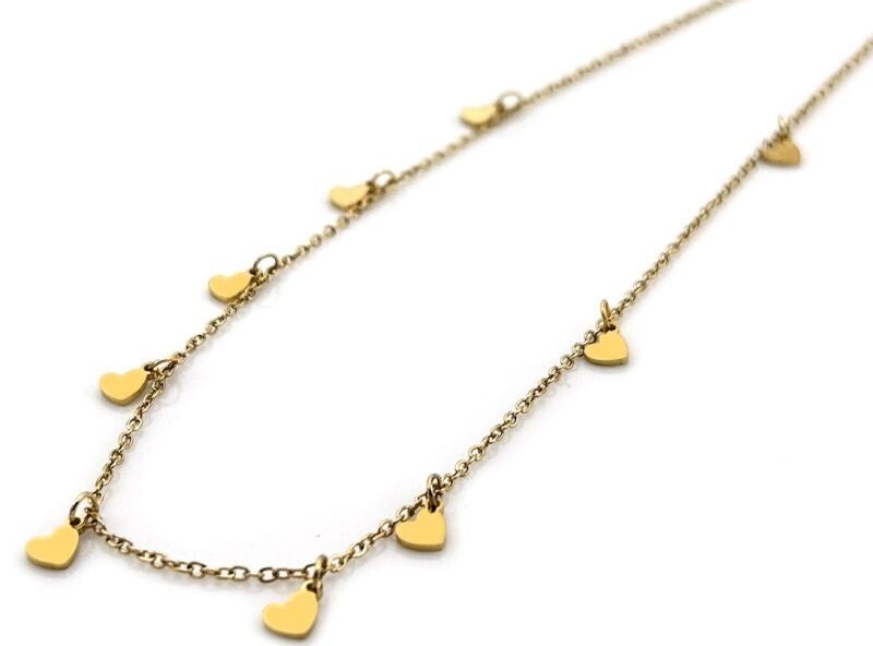 Ketting hearts gold