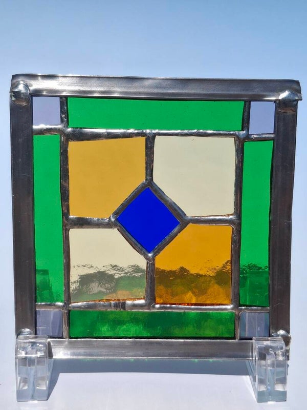 Glas in lood staander - Small window of love groen