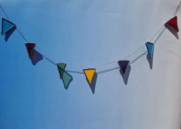 Glas in lood decoratie - vlaggenlijn 7 stuks