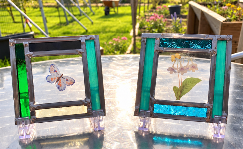 Voorbeeld van een werkstuk uit de workshop glas in lood