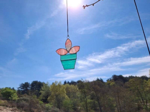 Tiffany raamhanger- Bloem in pot