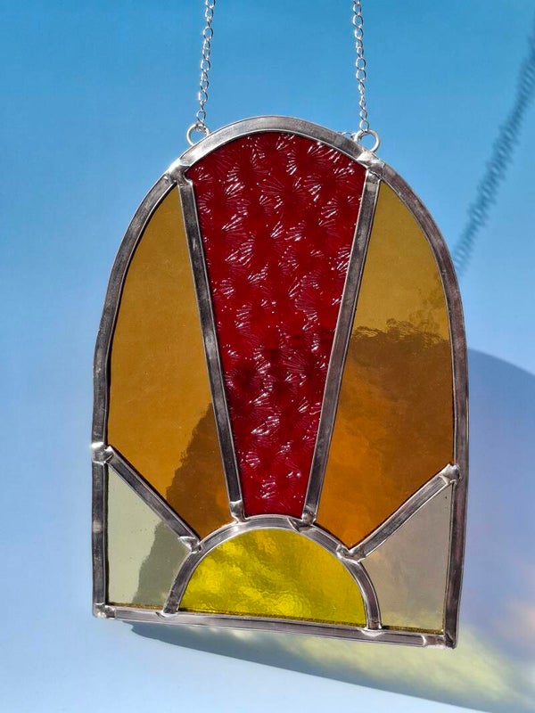 Glas in lood raamhanger - Sitges Sunset rood