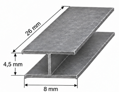 Loodprofiel H8 op maat 26mm