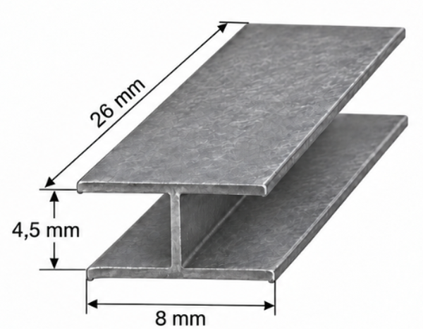 Loodprofiel H8 op maat 26mm