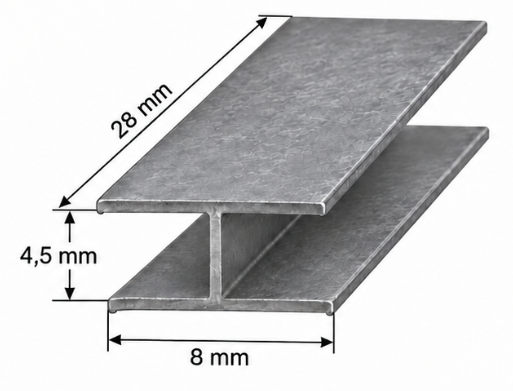 Loodprofiel H8 op maat 28mm