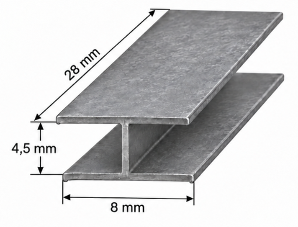 Loodprofiel H8 op maat 28mm