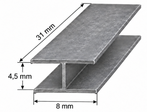 Loodprofiel H8 op maat 31mm