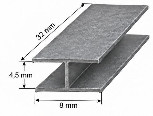 Loodprofiel H8 op maat 32mm