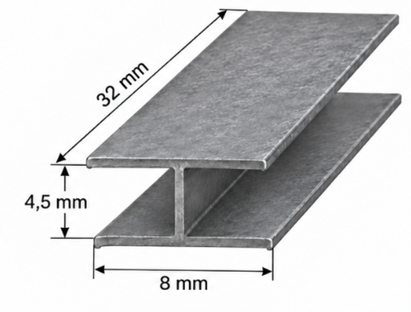 Loodprofiel H8 op maat 32mm