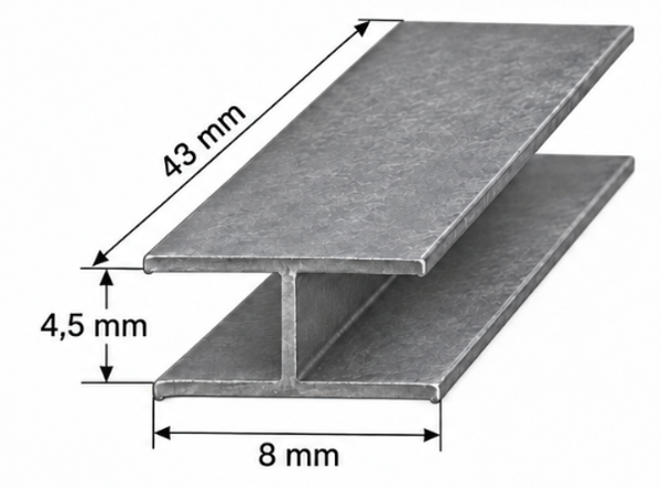 Loodprofiel H8 op maat 43mm