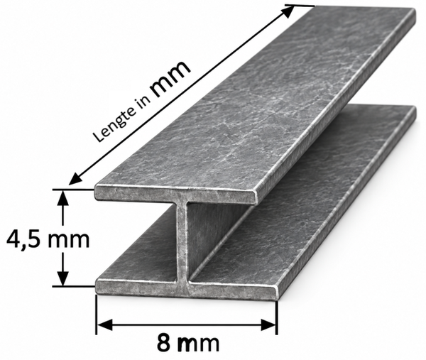 Loodprofiel H8 op maat 45 mm t/m 199 mm