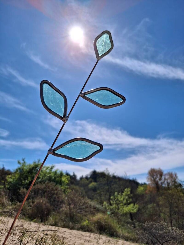 Glas in lood bloem - Tak met 4 blaadjes