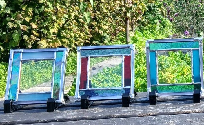 Voorbeeld van een werkstuk uit de workshop glas in lood en Tiffany