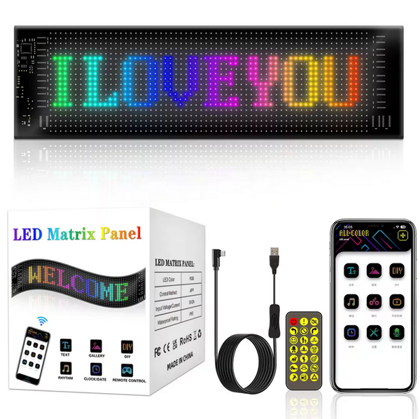 LED Auto Display Laufschrift Lauftext Flexibel Mit App-Steuerung 12x59cm