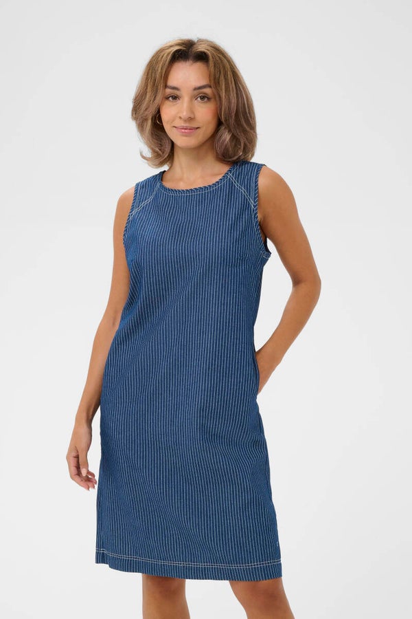 Cream - Shift Dress - Rossland Pinstrip