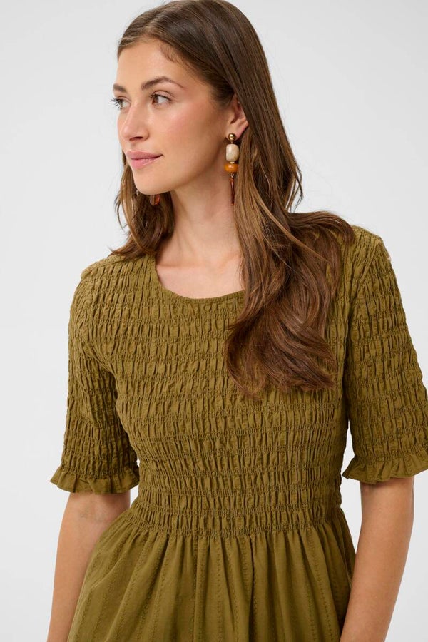 Cream - Midi Dress with Detailed Bottom - Gothic Olive