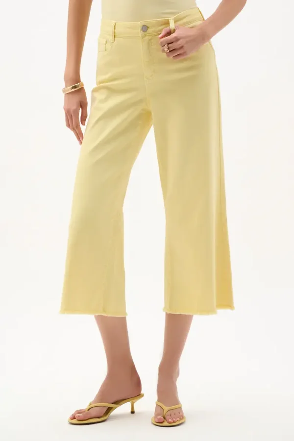 Joseph Ribkoff - Featherweave Denim Wide Leg Cropped Jeans - Mellow Yellow