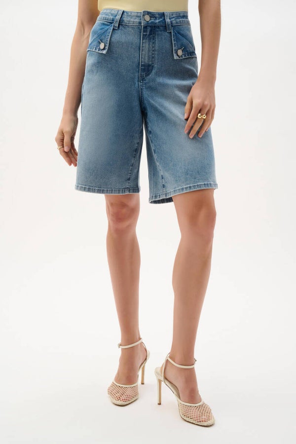 Joseph Ribkoff - Denim Straight Jean Shorts - Light Blue