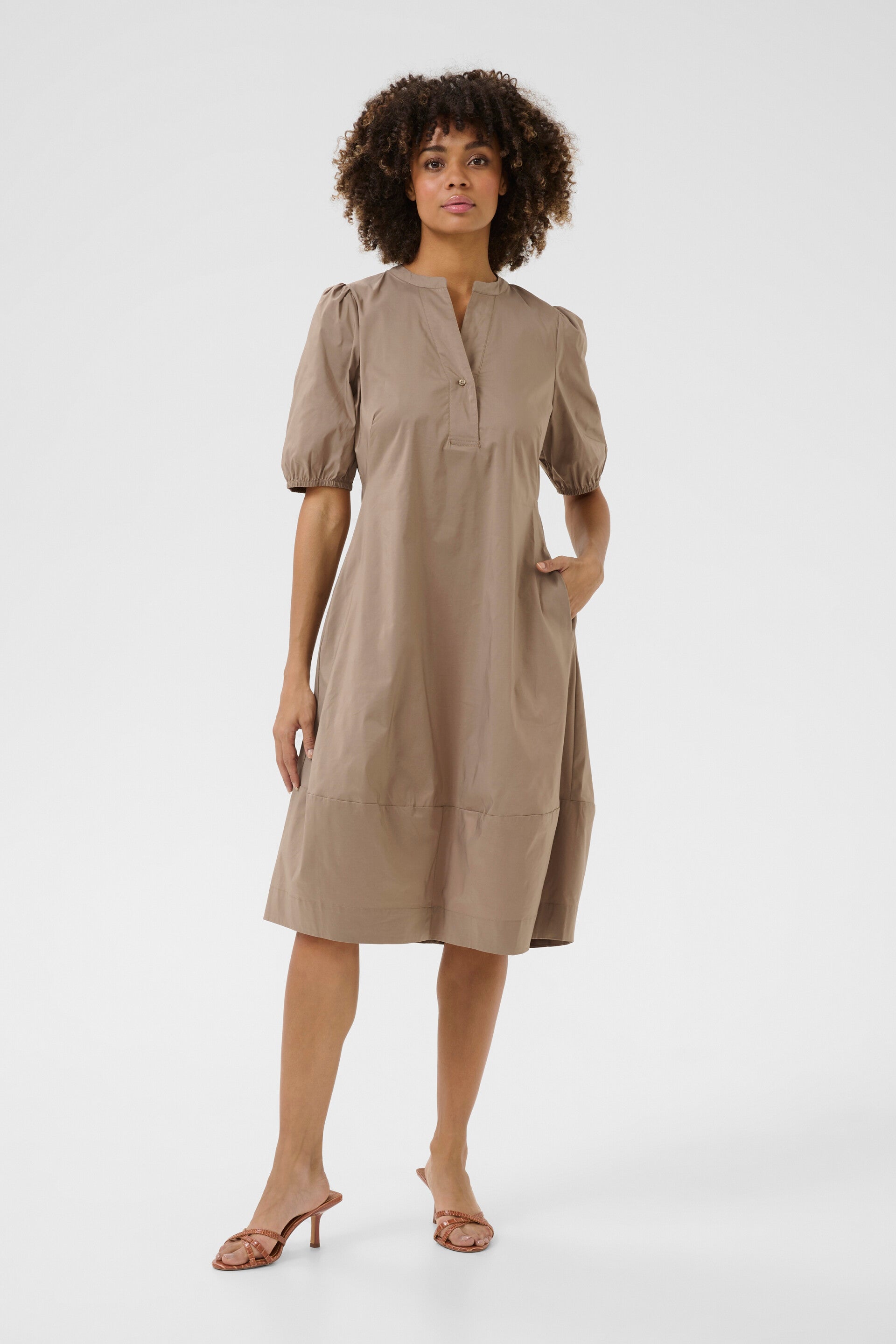 Culture - SS Placket Dress - Pine Bark