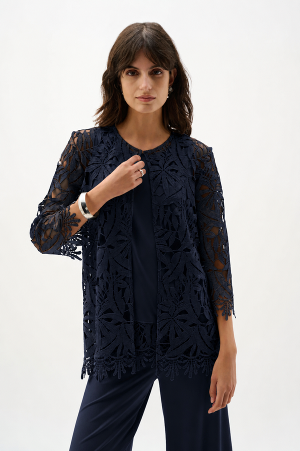 Joseph Ribkoff - Guipure Lace Straight Cover-Up - Midnight Blue