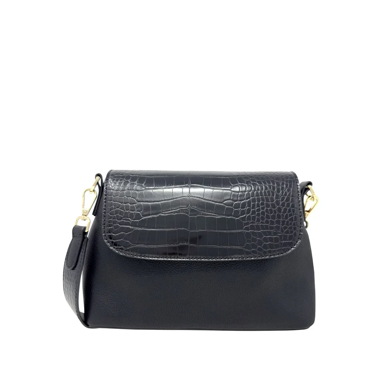 Espe - Crossbody with Faux Croc Detail - Black, Wine