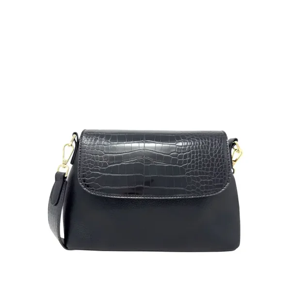 Espe - Crossbody with Faux Croc Detail - Black, Wine