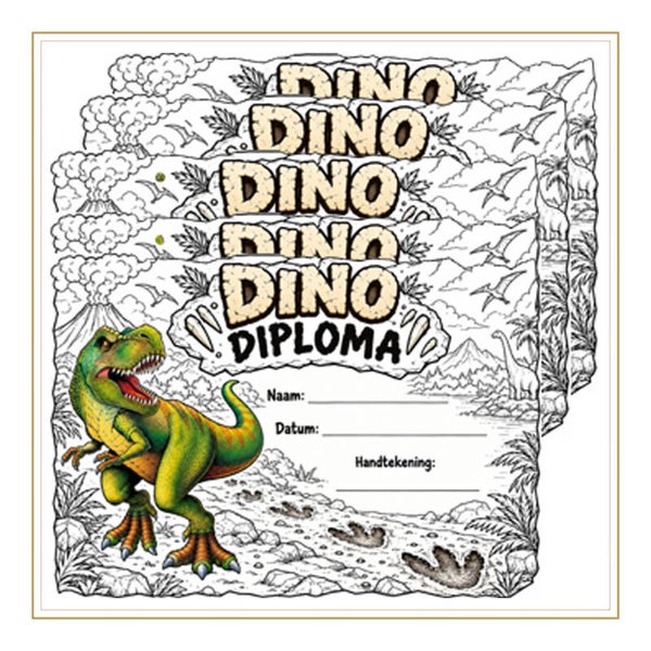 Dino diploma set 5 stuks