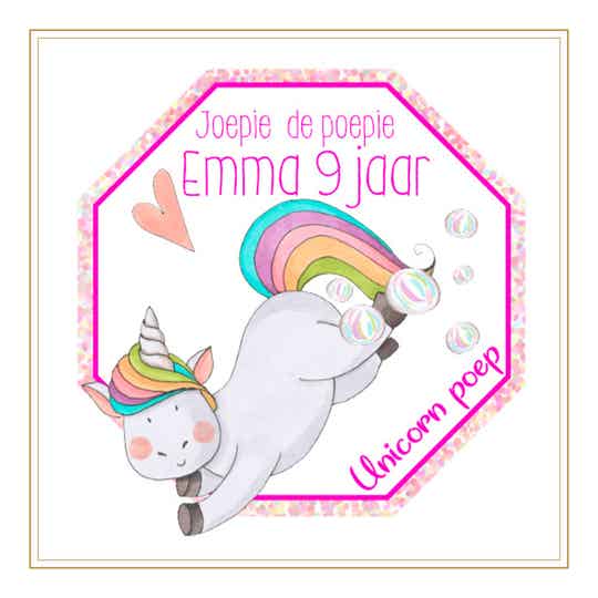 Unicorn traktatie stickers