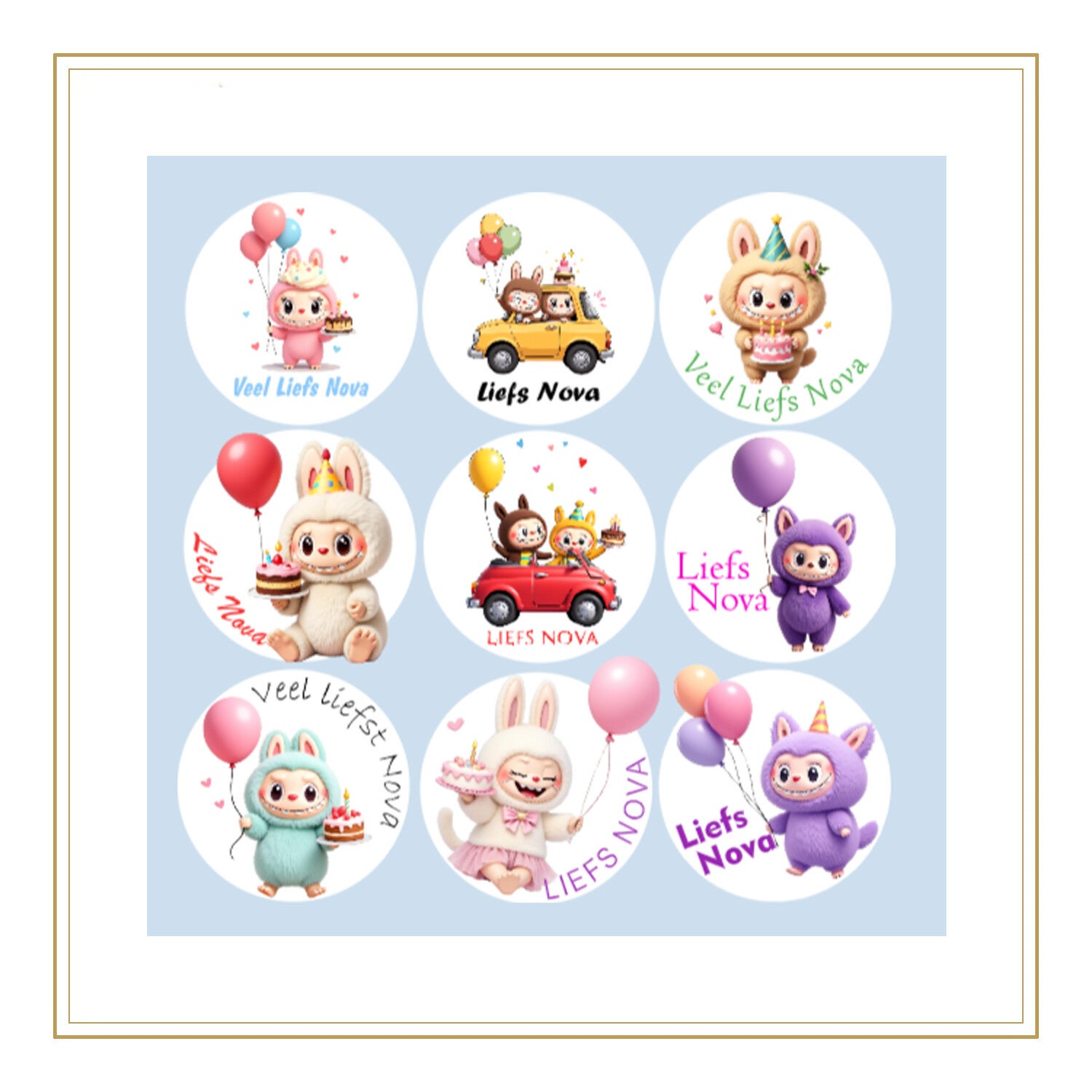 Kinderfeest cadeau stickervel - Labubu