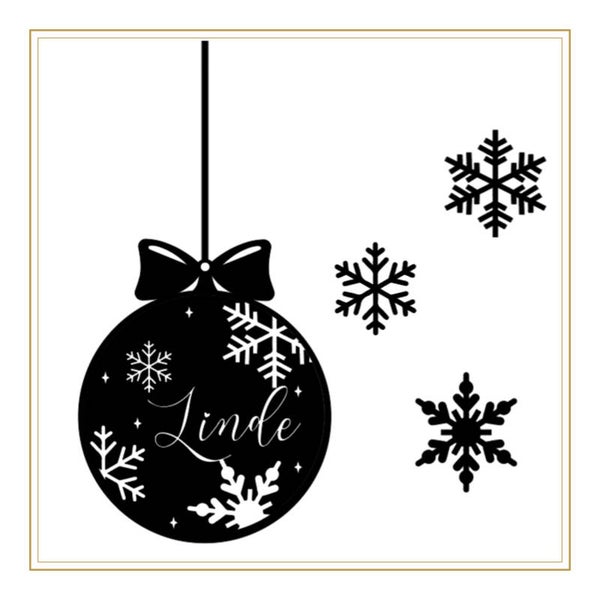 raamsticker kerstbal met naam