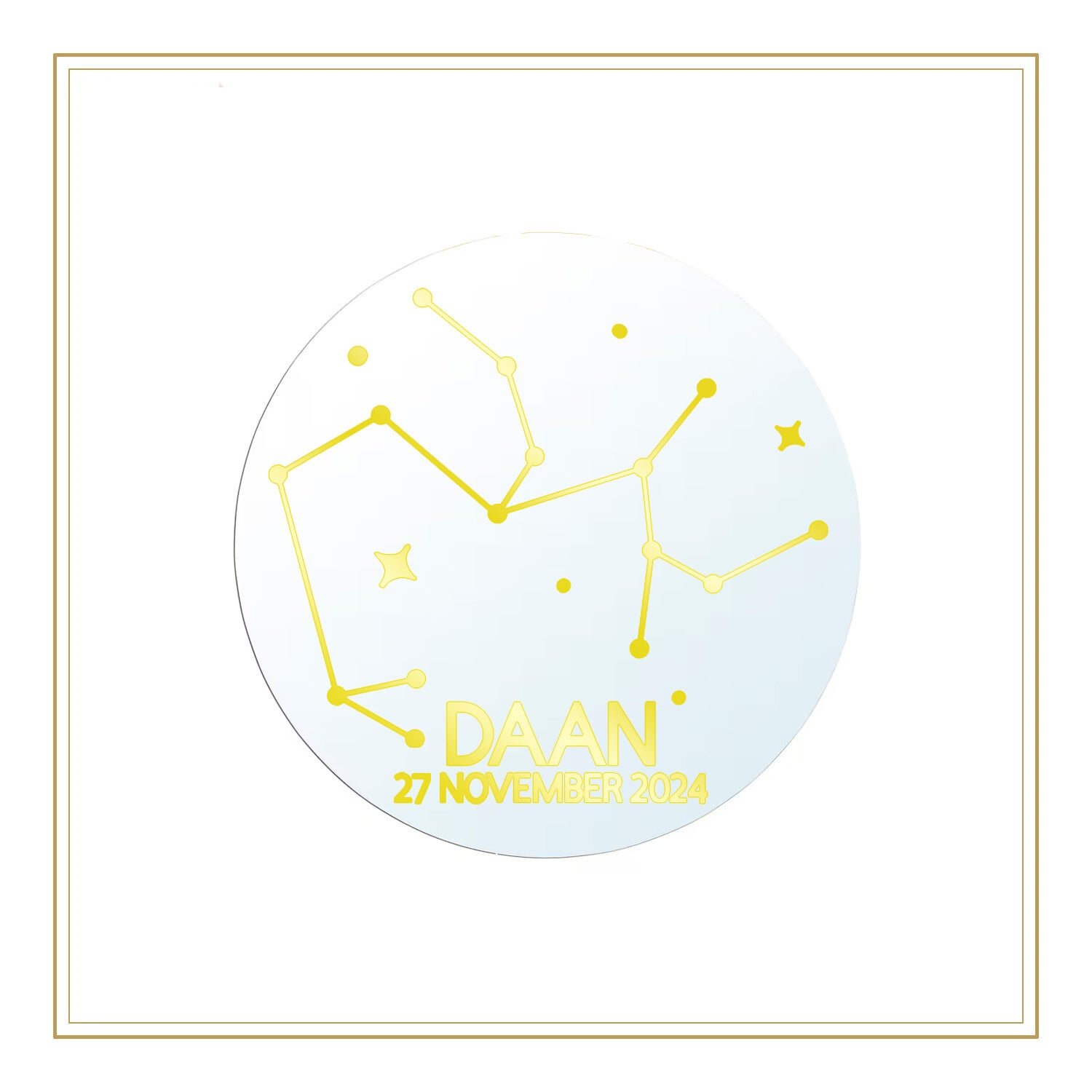 Spiegel met sterrenbeeld, naam en geboortedatum