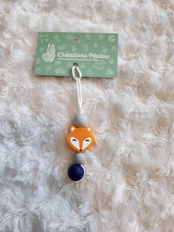 attache zipette/ porte clé renard orange