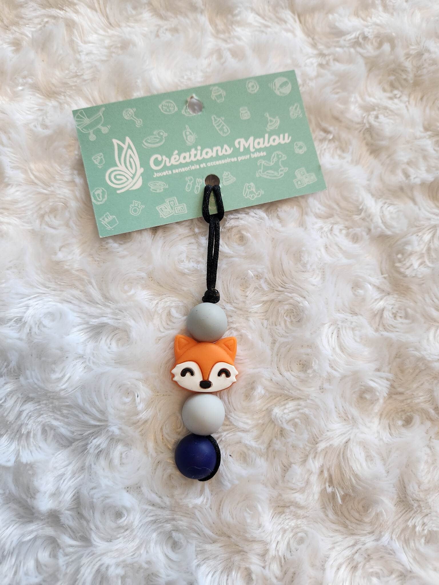 attache zipette/ porte clé tete de renard