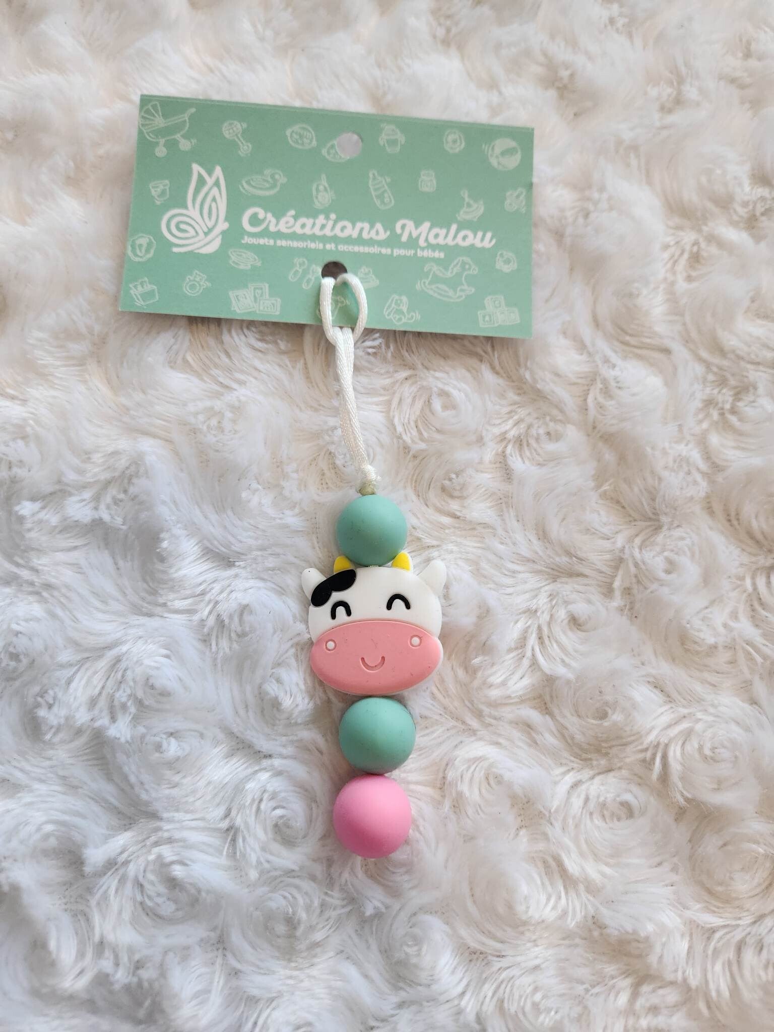 attache zipette/ porte clé vache nez rose