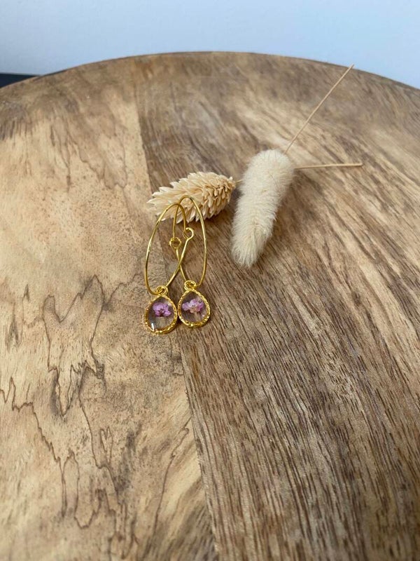 Elegante Oorringen met Roze Alyssum Bloem