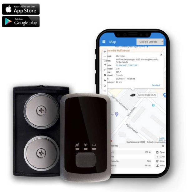 Traceur GPS portable + Boîte magnétique – Suivi en direct avec un accessoire solide et sans abonnement