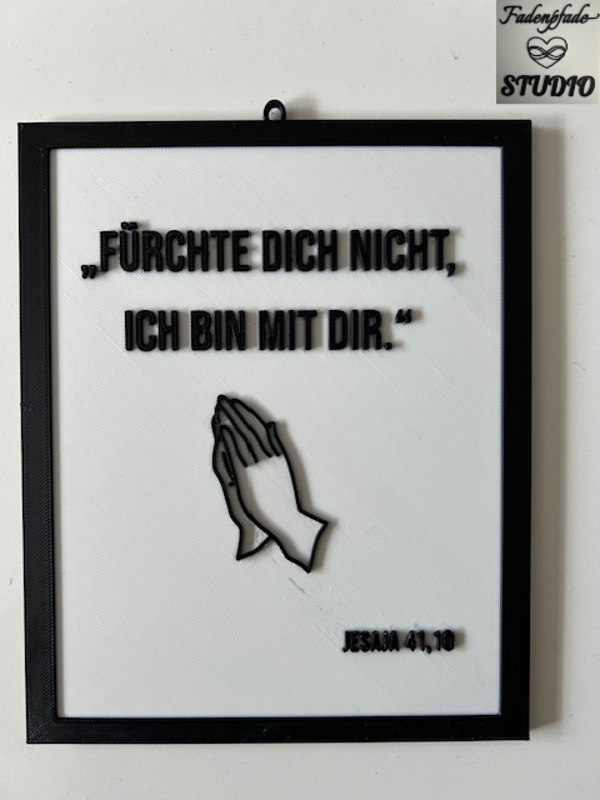 Religiöses Deko Wandschild: Fürchte dich nicht – Christliches Relief-Bild mit Rahmen (Support-free / Handgefertigt)