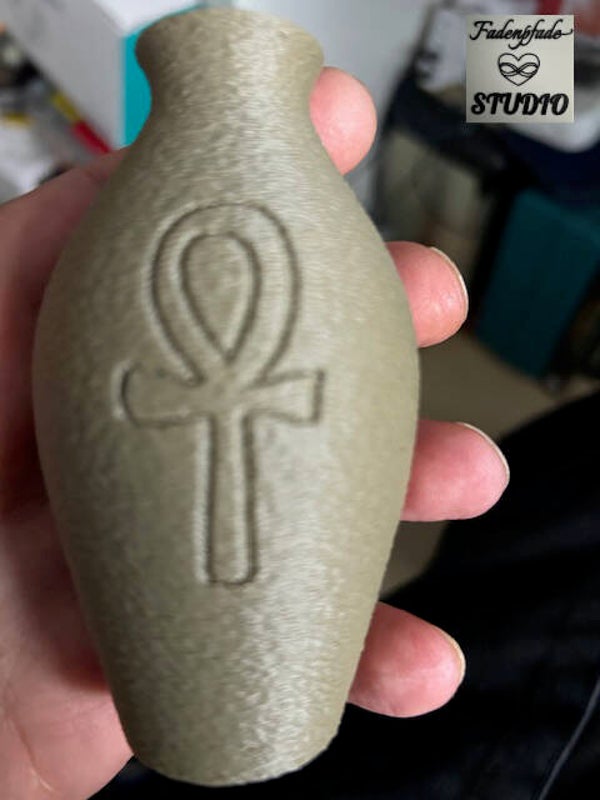 Ankh-Vase – Ägyptische Deko in Sandstein-Optik