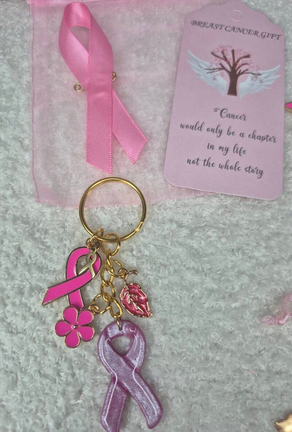 Porte clé ruban rose