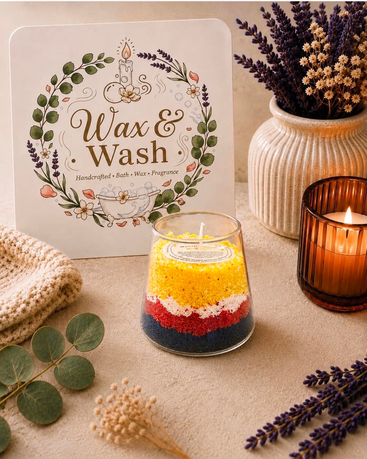Sand wax candles