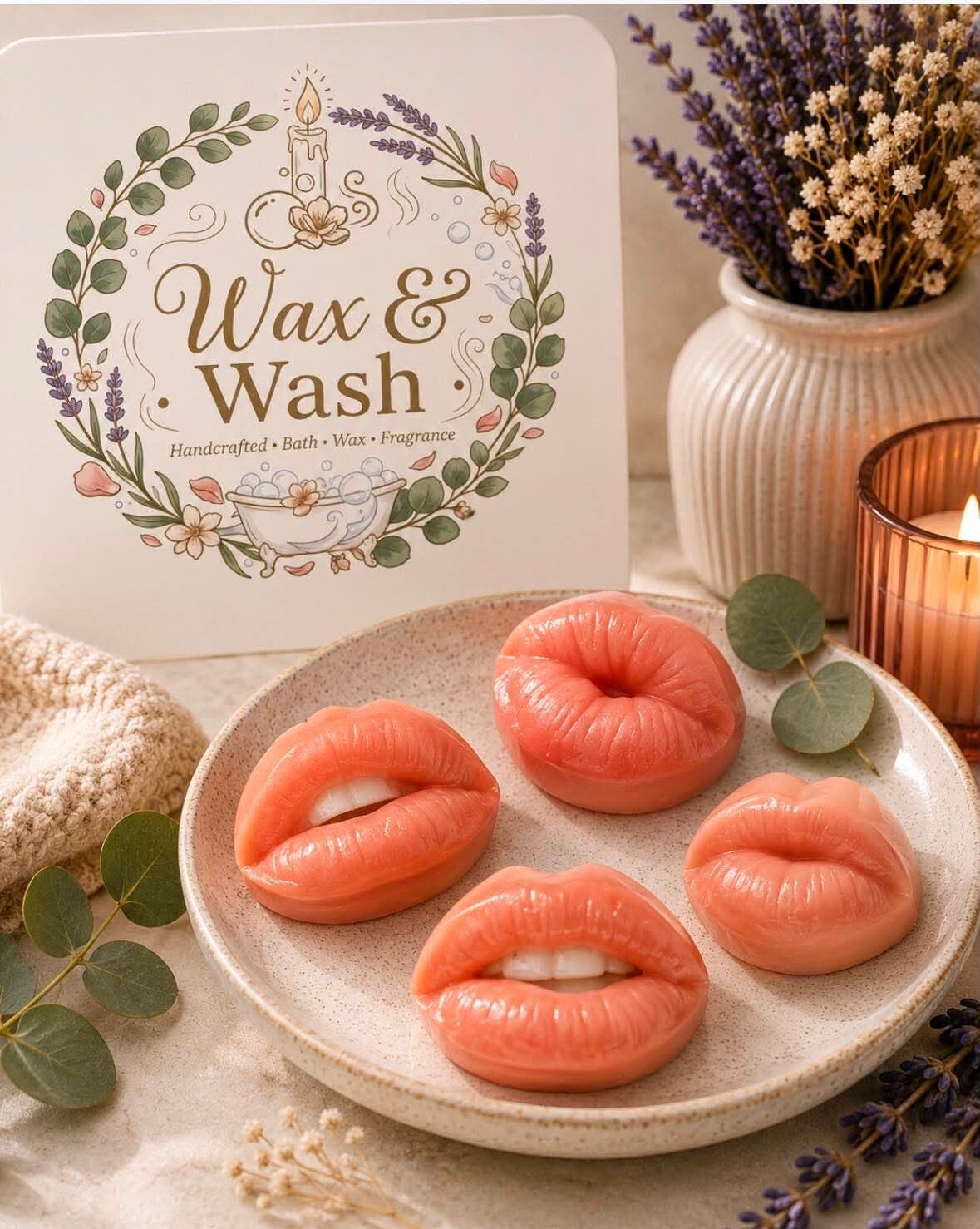 Saucy lips wax melt shape
