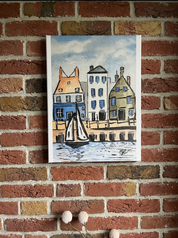 Boat on Lake Garda. Print on canvas.