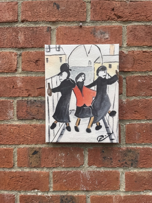 Print on canvas. Home from the pub.