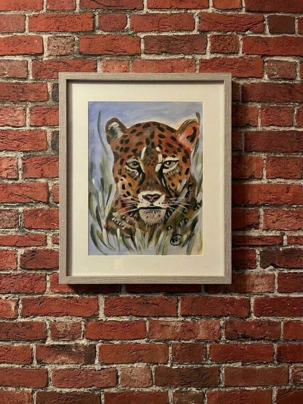 Leopard portrait. Acrylic on canvas