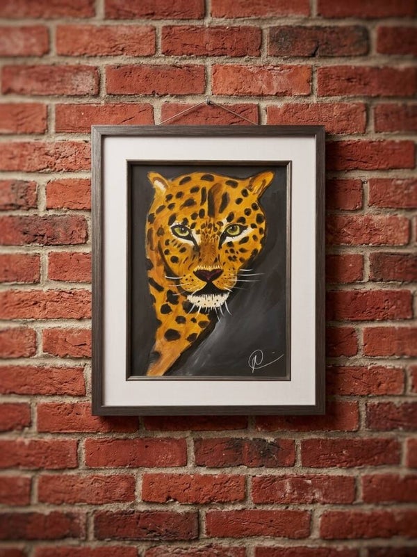Portrait of a leopard. Acrylic on canvas