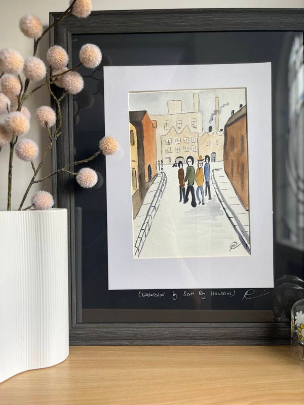 original watercolour painting. oasis.