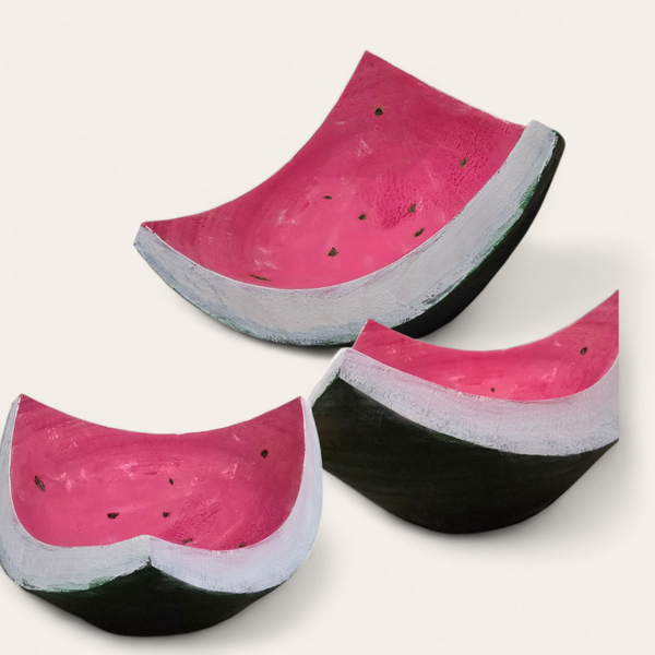 Hand-Turned 3-Sided Painted Wood Bowl