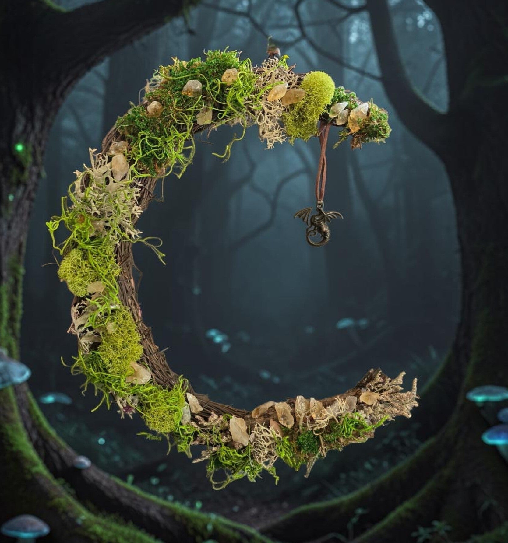 Crescent Moon Wreath - Magical Home Decor