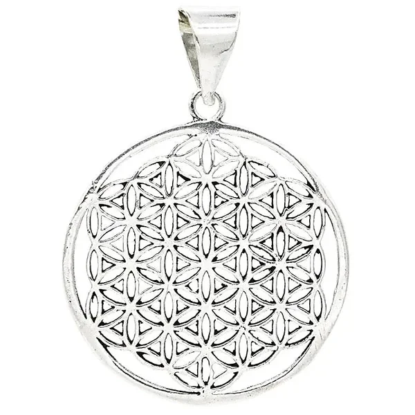Hanger Flower of Life Messing Zilverkleurig