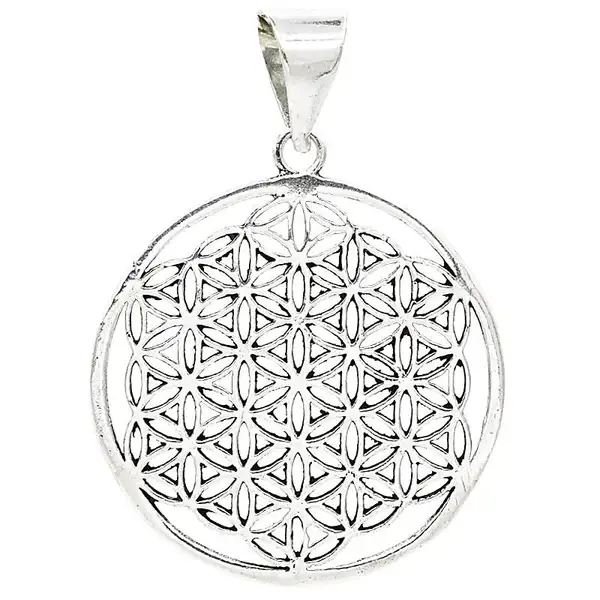 Hanger Flower of Life Messing Zilverkleurig